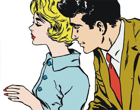 Illustration of a young couple in loveの写真素材