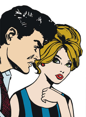 Illustration of a young couple in loveの写真素材