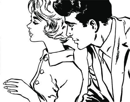 Illustration of a young couple in loveの写真素材