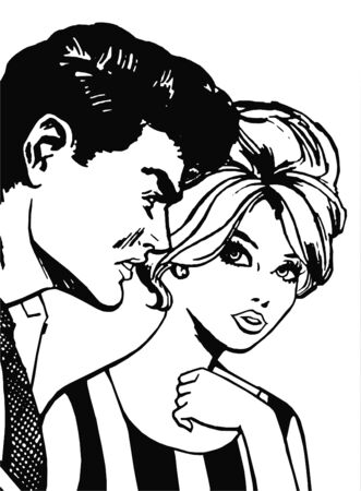 Illustration of a young couple in loveの写真素材