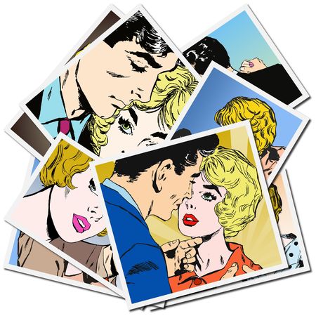 Collection of drawings of couples in loveの写真素材