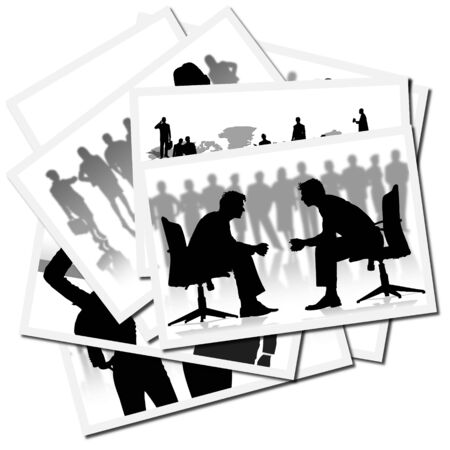Collection of pictures with workers at the officeの写真素材
