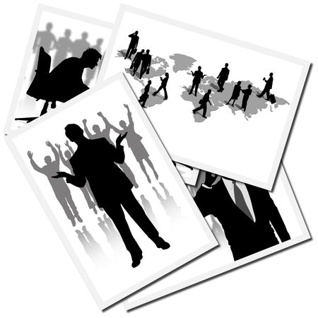 Collection of pictures with workers at the officeの写真素材