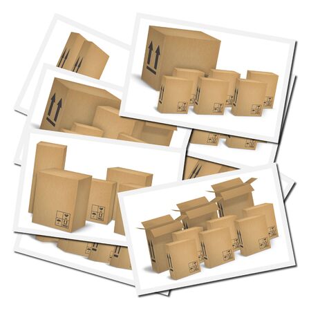 Illustrations of corrugated cardboard boxes ready for transportの写真素材