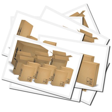 Illustrations of corrugated cardboard boxes ready for transportの写真素材