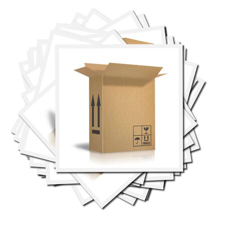 Illustrations of corrugated cardboard boxes ready for transportの写真素材