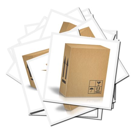 Illustrations of corrugated cardboard boxes ready for transportの写真素材