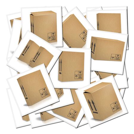 Illustrations of corrugated cardboard boxes ready for transportの写真素材