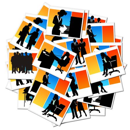 Collection of pictures with workers at the officeの写真素材