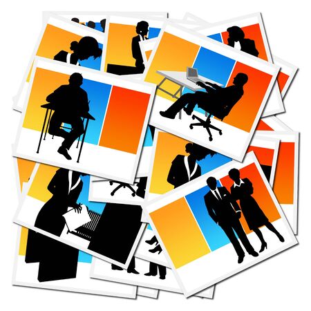 Collection of pictures with workers at the officeの写真素材