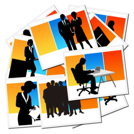 Collection of pictures with workers at the officeの写真素材