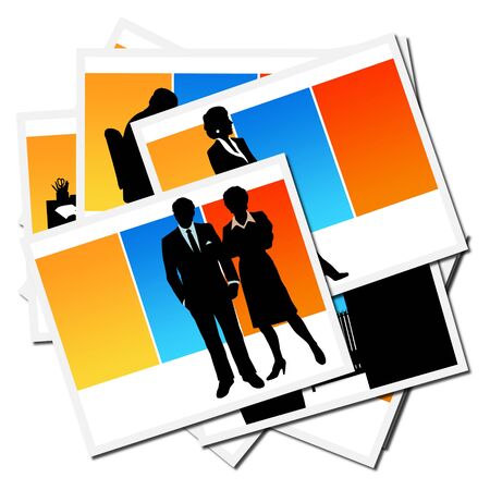 Collection of pictures with workers at the officeの写真素材