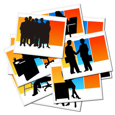 Collection of pictures with workers at the officeの写真素材