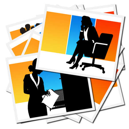 Collection of pictures with workers at the officeの写真素材