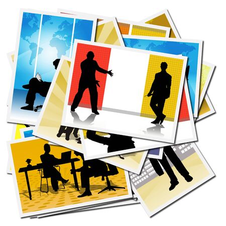 Collection of pictures with workers at the officeの写真素材