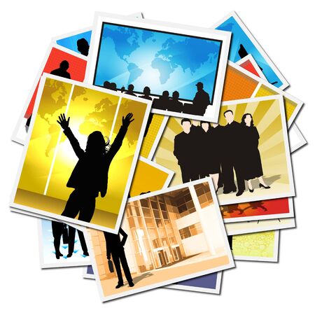 Collection of pictures with workers at the officeの写真素材