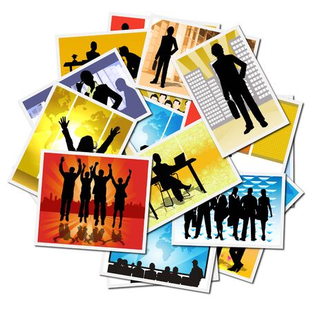 Collection of pictures with workers at the officeの写真素材