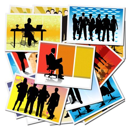 Collection of pictures with workers at the officeの写真素材