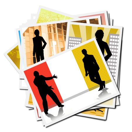 Collection of pictures with workers at the officeの写真素材