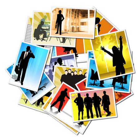 Collection of pictures with workers at the officeの写真素材