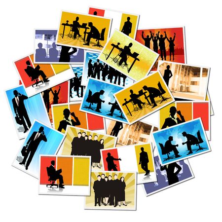 Collection of pictures with workers at the officeの写真素材
