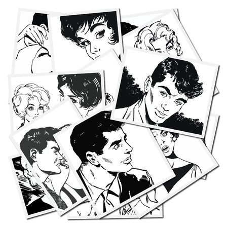 Collection of Illustrations with couples in loveの写真素材