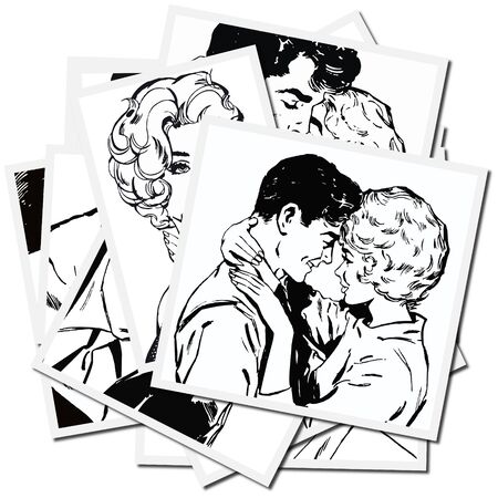 Collection of Illustrations with couples in loveの写真素材