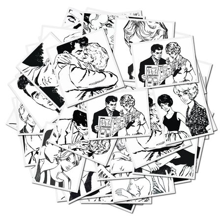 Collection of Illustrations with couples in loveの写真素材