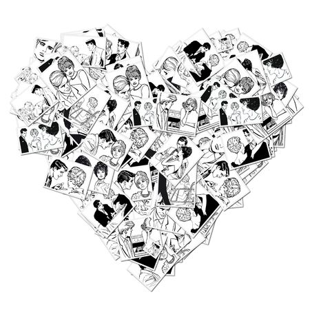 illustration of lovers on a white backgroundの写真素材