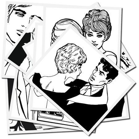 illustration of lovers on a white backgroundの写真素材