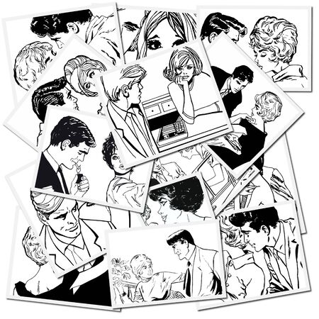 illustration of lovers on a white backgroundの写真素材