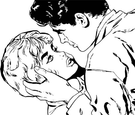 illustration of lovers on a white backgroundの写真素材