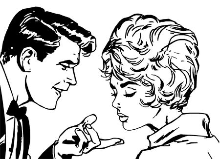 illustration of lovers on a white backgroundの写真素材