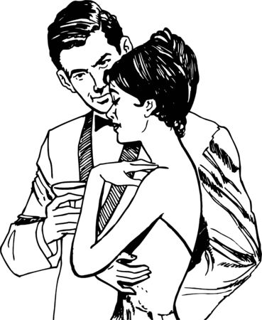 illustration of lovers on a white backgroundの写真素材