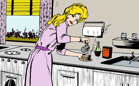 Woman cooking at homeの写真素材