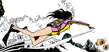 Woman scuba divingの写真素材