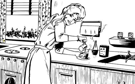 Woman cooking at homeの写真素材