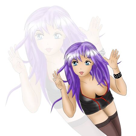 illustration of a young girl in suggestive positionsの写真素材