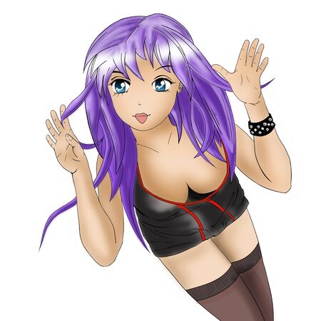 illustration of a young girl in suggestive positionsの写真素材