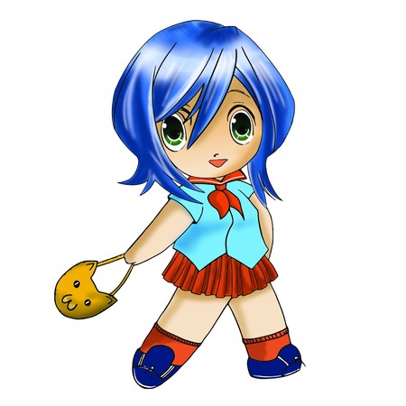 Illustration of a girl walkingの写真素材
