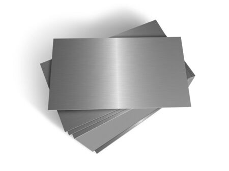 Stacked metal platesの写真素材