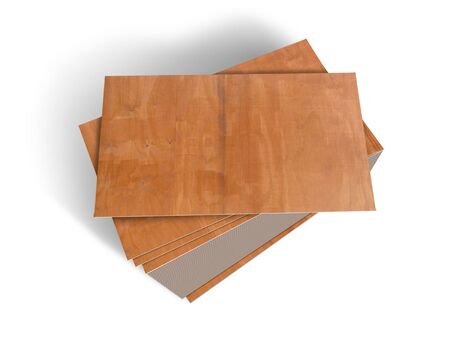 WOOD PANELS ON A WHITE BACKGROUNDの写真素材