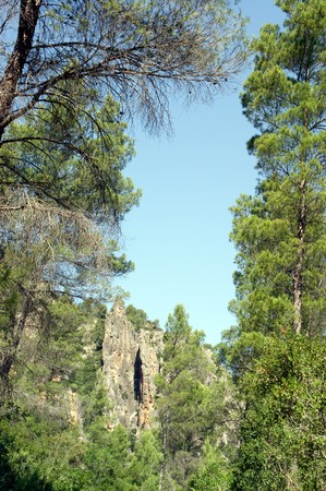 The river gorges Cabriel form a natural park between the provinces of Valencia and Cuenca in Spainの写真素材