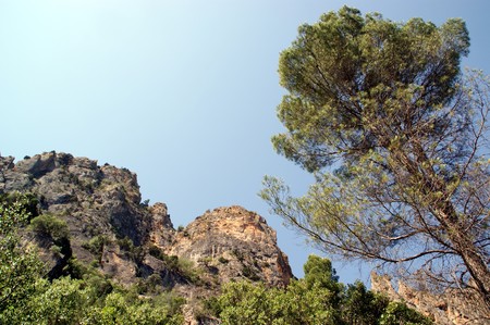 The river gorges Cabriel form a natural park between the provinces of Valencia and Cuenca in Spainの写真素材