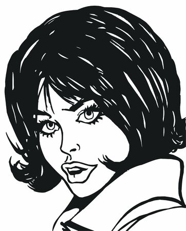 illustration of the face of a beautiful woman on a white backgroundの写真素材