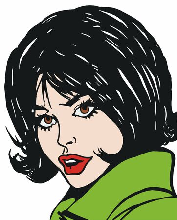 illustration of the face of a beautiful woman on a white backgroundの写真素材