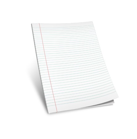 3d illustration of lined notebook on a white background on a white backgroundの写真素材