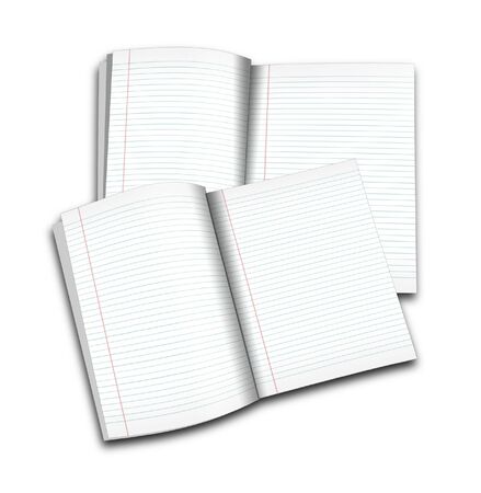 3d illustration of lined notebook on a white background on a white backgroundの写真素材