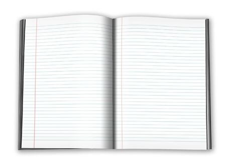 3d illustration of lined notebook on a white background on a white backgroundの写真素材