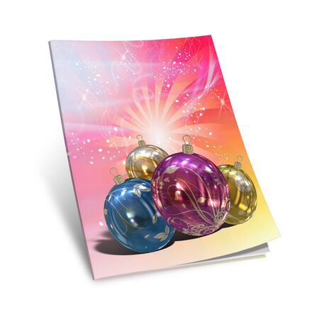 3d render christmas notebook on a white backgroundの写真素材